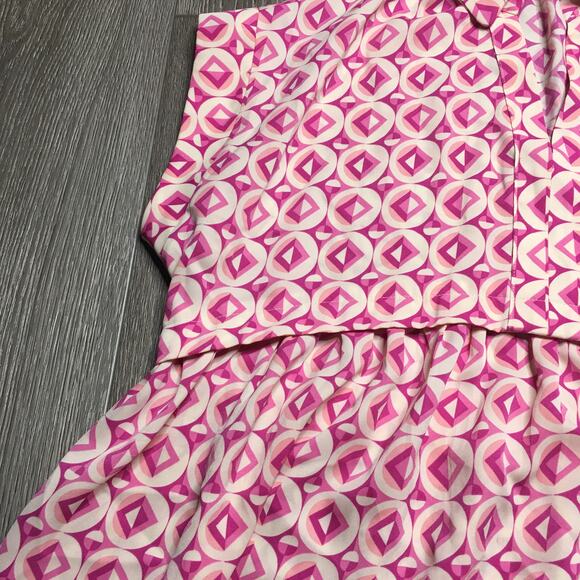 Entro Geometric Pink White Swing Tunic Short Sleeve Large - Picture 3 of 8